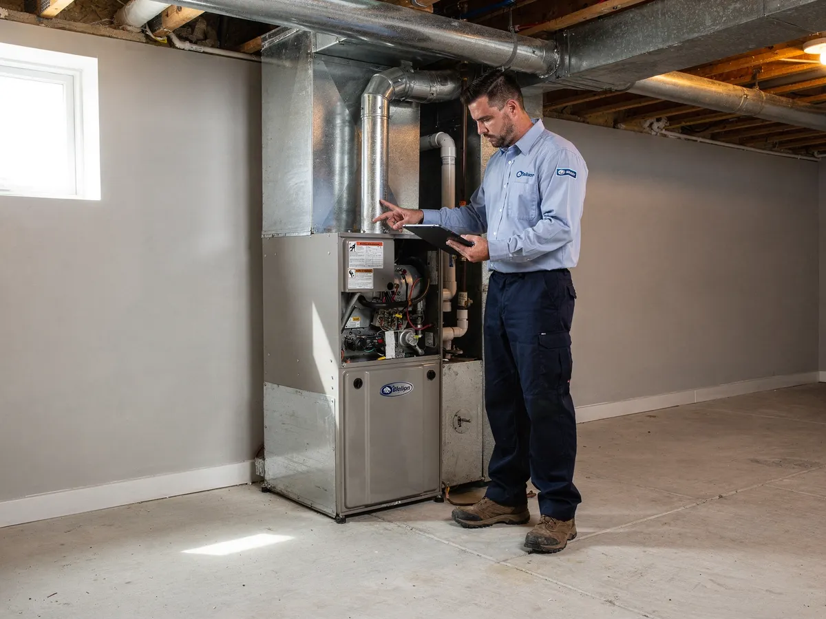 TrueClimate technician inspecting a furnace
